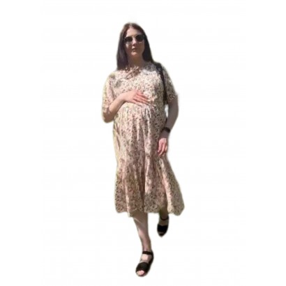 Летнее платье для беременных с секретом для кормления Цветы